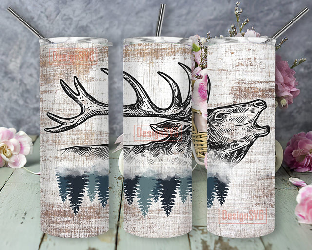 Hunting Elk Tree Tumbler Png, Wood 20oz Tumbler Wrap, Hunting Deer Tumbler Design, Hunting Life Sublimation Design, Instant Download Sublimation DesignSVG 