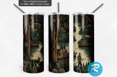 Hunting Fishing 20 oz / 30 oz Tumbler PNG Sublimation Regulrcrative 