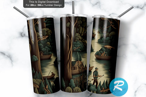 Hunting Fishing 20 oz / 30 oz Tumbler PNG Sublimation Regulrcrative 