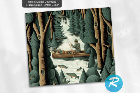 Hunting Fishing Boat Forest 20 oz / 30 oz Tumbler PNG Sublimation Regulrcrative 