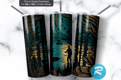 Hunting Fishing Forest 20 oz / 30 oz Tumbler PNG Sublimation Regulrcrative 