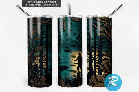 Hunting Fishing Forest 20 oz / 30 oz Tumbler PNG Sublimation Regulrcrative 
