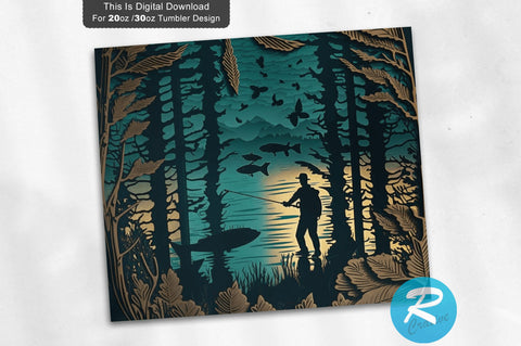Hunting Fishing Forest 20 oz / 30 oz Tumbler PNG Sublimation Regulrcrative 