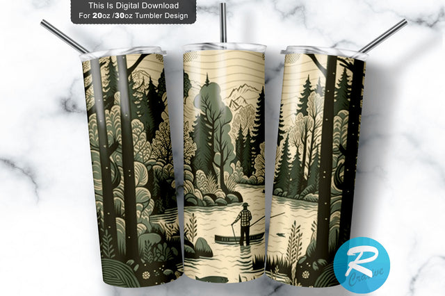 Hunting Fishing man 20 oz / 30 oz Tumbler PNG Sublimation Regulrcrative 