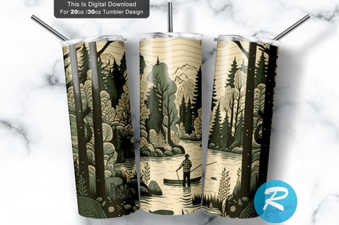 Hunting Fishing man 20 oz / 30 oz Tumbler PNG Sublimation Regulrcrative 