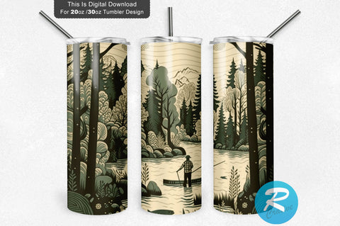 Hunting Fishing man 20 oz / 30 oz Tumbler PNG Sublimation Regulrcrative 