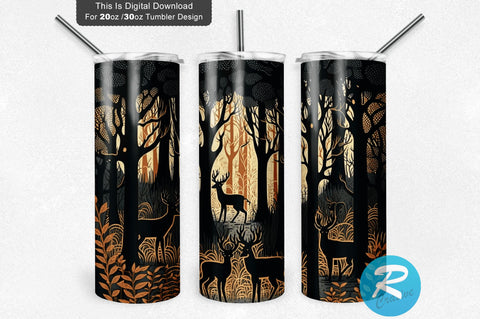 Hunting Forest Deer 20 oz / 30 oz Tumbler PNG Sublimation Regulrcrative 