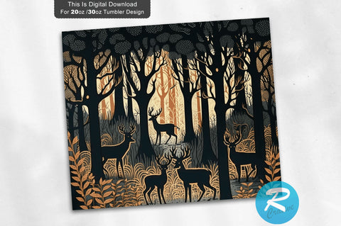 Hunting Forest Deer 20 oz / 30 oz Tumbler PNG Sublimation Regulrcrative 