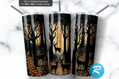 Hunting Forest Deer 20 oz / 30 oz Tumbler PNG Sublimation Regulrcrative 