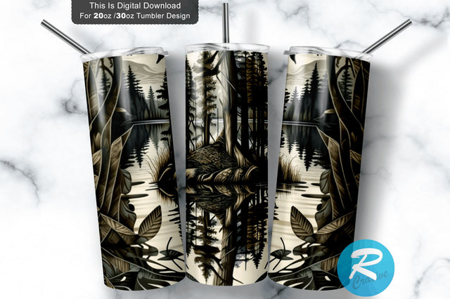 Hunting Forest in lake 20 oz / 30 oz Tumbler PNG Sublimation Regulrcrative 