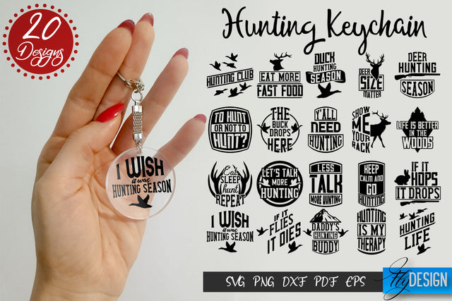 Hunting Keychain SVG Bundle | Hunter SVG | Man Quotes Bundle SVG Fly Design 