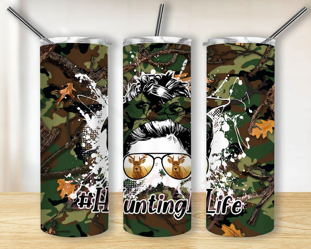 Hunting Life 20 oz Skinny Tumbler Deer Hunting Sublimation Design Digital Download Straight & Tapered PNG Sublimation BouDesign 