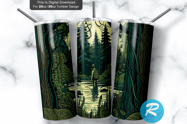 Hunting Man Forest 20 oz / 30 oz Tumbler PNG Sublimation Regulrcrative 