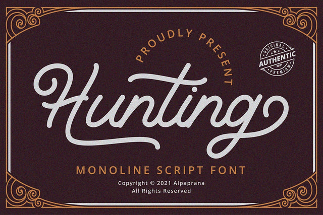 Hunting - Monoline Script Font Font Alpaprana Studio 