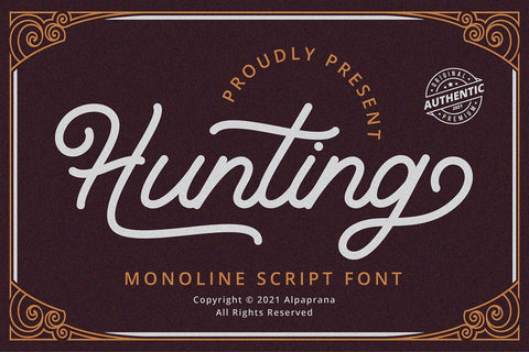 Hunting - Monoline Script Font Font Alpaprana Studio 