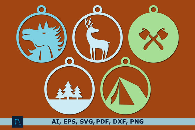 Hunting Ornament Bauble Laser cut Bundle SVG MD JOYNAL ABDIN 