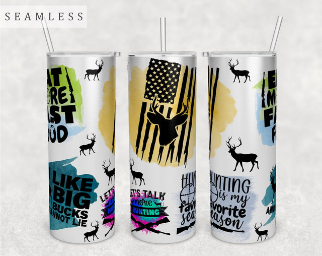 Hunting Quotes Tumbler Wrap, 20 Oz Skinny Tumbler Deer Hunting Sayings Sublimation Design, Seamless Hunting Tumbler PNG Sublimation HappyDesignStudio 