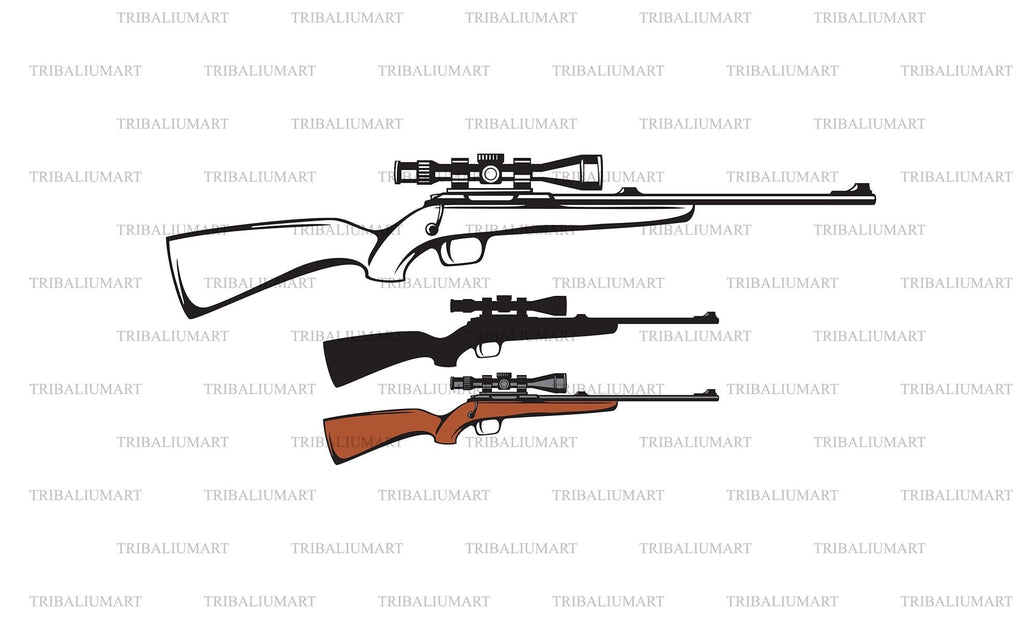 Hunting Rifle with Telescopic Sight. Sniper. Cut files for Cricut. Clip ...
