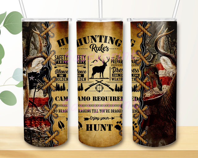 Hunting Rules 20oz Skinny Tumbler Hunting Rule Camo Hunt Sublimation Designs for Straight, Tapered Tumbler PNG File Digital Download Sublimation sassyprint 