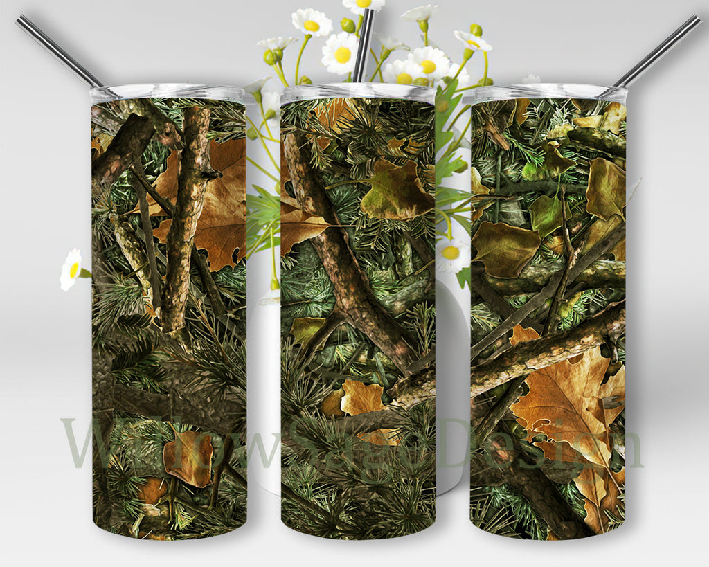 Hunting Rustic Camo Full Tumbler Wrap, Rustic Camo 20oz Skinny Tumbler ...