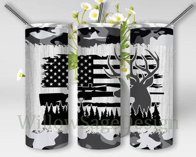 Hunting Season 20oz Skinny Tumbler, Deer Hunting Camo Hunt Tumbler Png, American Flag Tumbler Design, Deer Gun Tumbler Template, Digital Download Sublimation WillowSageDesign 