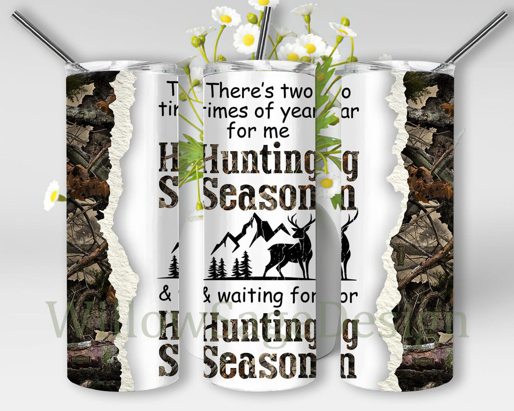 Hunting Season 20oz Skinny Tumbler, Deer Hunting Tumbler Png, Hunting ...