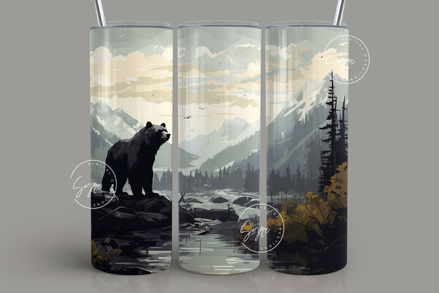 Hunting Season, Bear Hunter Tumbler, Father's Day Gift, Camping 20 oz Skinny Tumbler Wrap, Hunting Christmas Gift for Men, Digital Download Sublimation Syre Digital Creations 