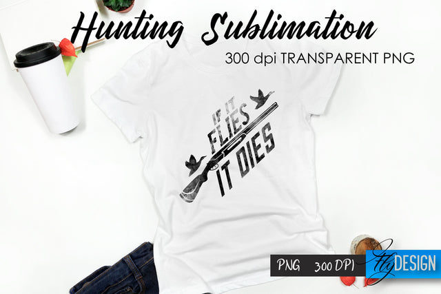 Hunting T-Shirt Sublimation. Hunter T-Shirt Design v.21 Sublimation Fly Design 