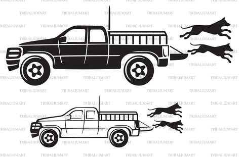 Hunting Truck and Dogs SVG TribaliumArtSF 