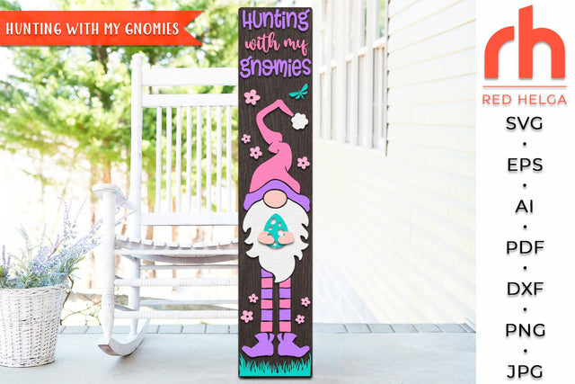Hunting with my Gnomies SVG, Porch Board Cut File, Easter Sign DXF SVG RedHelgaArt 