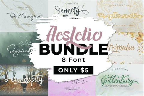 Hurry Up !! Mini Aesthetic Bundles 8 Font Only $5 Font nearzz 