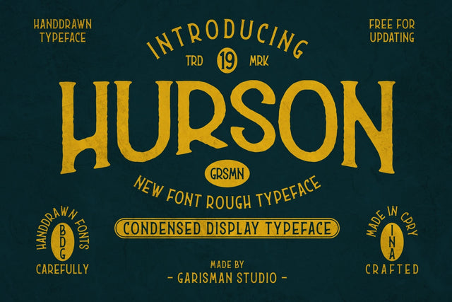 Hurson - Vintage Rough Typeface Font Garisman Studio 