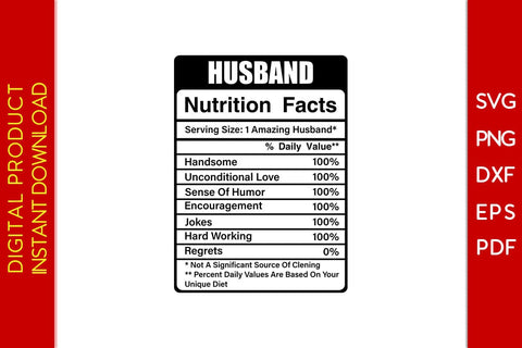 Husband Nutrition Facts SVG PNG PDF Cut File SVG Creativedesigntee 