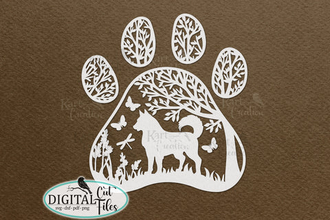 Husky dog Paw round sign svg dxf pdf cut out file SVG kartcreationii 