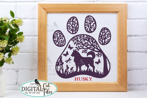 Husky dog Paw round sign svg dxf pdf cut out file SVG kartcreationii 