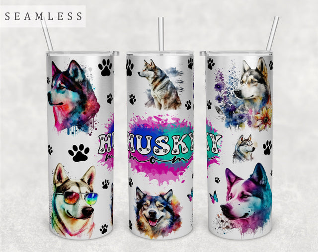 Husky Mom Tumbler Wrap, 20oz Skinny Tumbler Sublimation Design, Husky Mama Tumbler PNG Sublimation HappyDesignStudio 