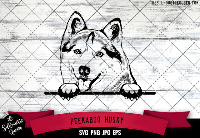 Husky Peek A Boo | Peekaboo | Peeking Dog Face SVG for Glowforge, Cricut, Laser, Silhouette, Scan n cut files SVG Loveleen Kaur 