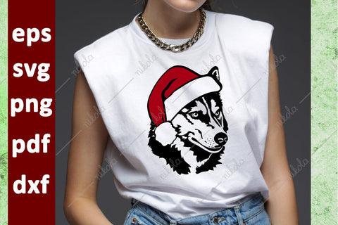 Husky Santa Hat Cut File Clipart PNG SVG EPS DXF PDF SVG nikola 