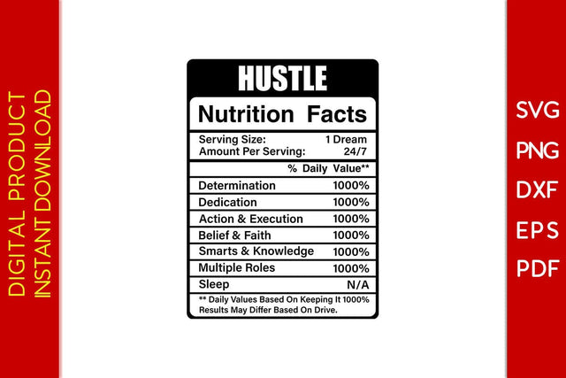 Hustle Nutrition Facts SVG PNG PDF Cut File SVG Creativedesigntee 