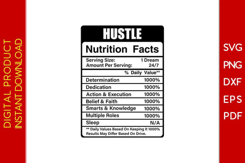Hustle Nutrition Facts SVG PNG PDF Cut File SVG Creativedesigntee 