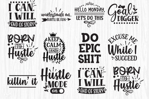 Hustle Quotes Bundle, Hustle SVG Bundle Lettering Quotes SVG Svgcraft 