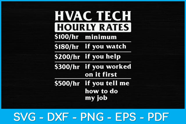 HVAC Technician Hourly Rate Funny Svg Design SVG artprintfile 