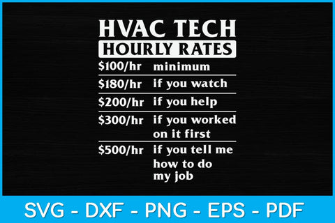HVAC Technician Hourly Rate Funny Svg Design SVG artprintfile 