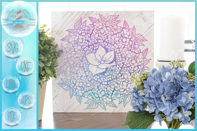 Hydrangea Bloom Mandala Zentangle SVG | Snowball Flower SVG SVG Harbor Grace Designs 