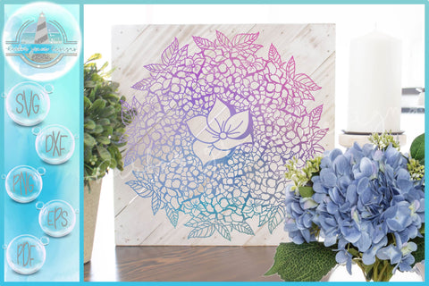 Hydrangea Bloom Mandala Zentangle SVG | Snowball Flower SVG SVG Harbor Grace Designs 