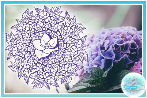 Hydrangea Bloom Mandala Zentangle SVG | Snowball Flower SVG SVG Harbor Grace Designs 