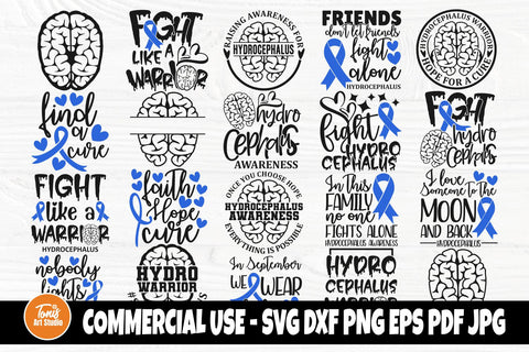 Hydro Awareness SVG Bundle, Hydrocephalus svg, Hydro Warrior shirt, Blue Ribbon svg SVG TonisArtStudio 