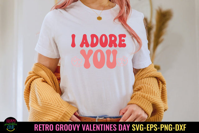 I Adore You I Groovy Valentines Day SVG I Valentine Cut File SVG Happy Printables Club 