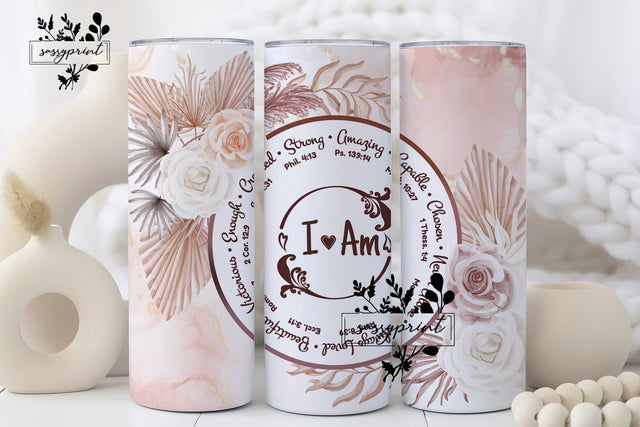 I Am 20oz Skinny Tumbler Sublimation, Bible Verse Designs Tumbler Png File Digital Download, Inspiration Tumbler Png, Christian Inspiration Sublimation sassyprint 
