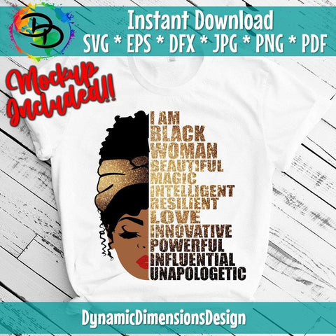 I am a Black Woman Beautiful SVG DynamicDimensionsDesign 